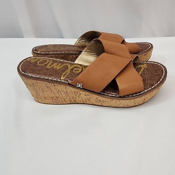 Sam Edelman Size 9 Remini Cork Wedge Brown Sandals Womens K - Picture 4 of 10